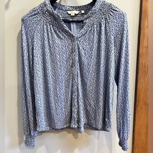 Boden Light Blue Polka Dot Stretch Button Down Blouse - Size 10